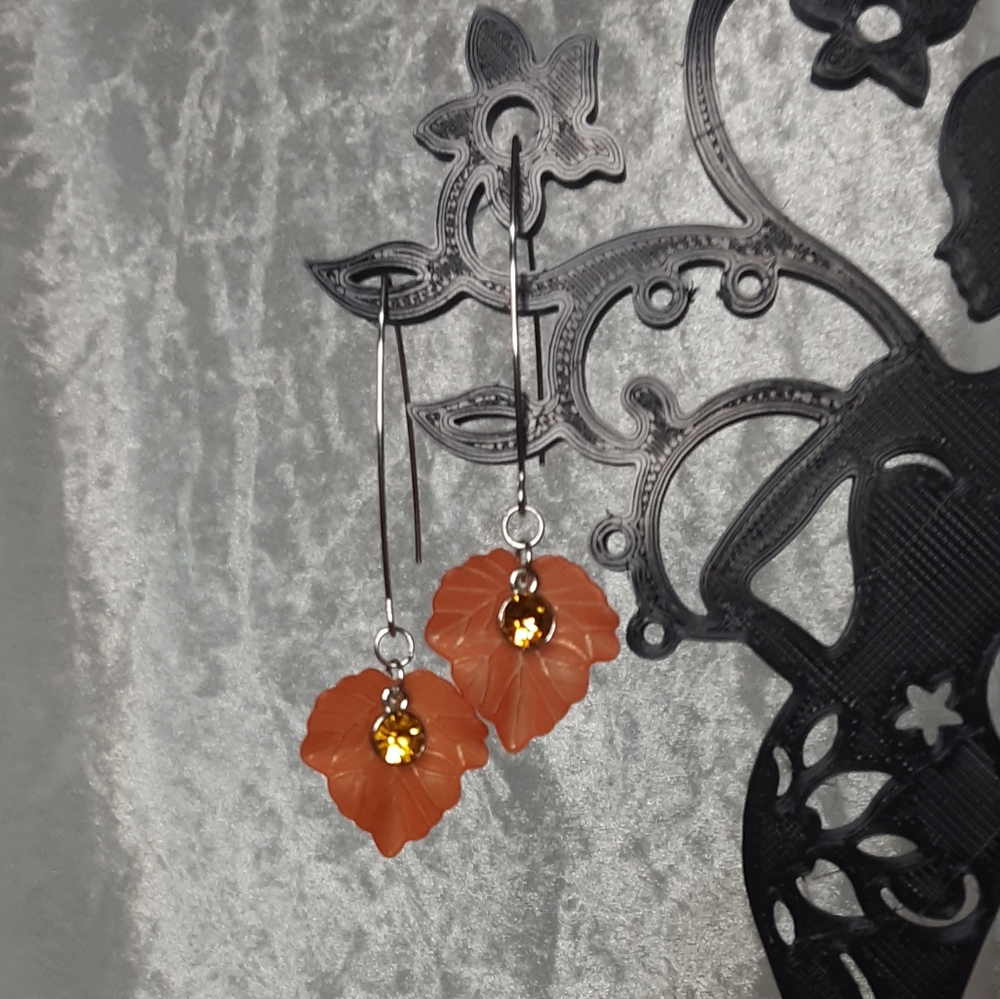 Handmade Fall Leaf Earrings Orange Yellow